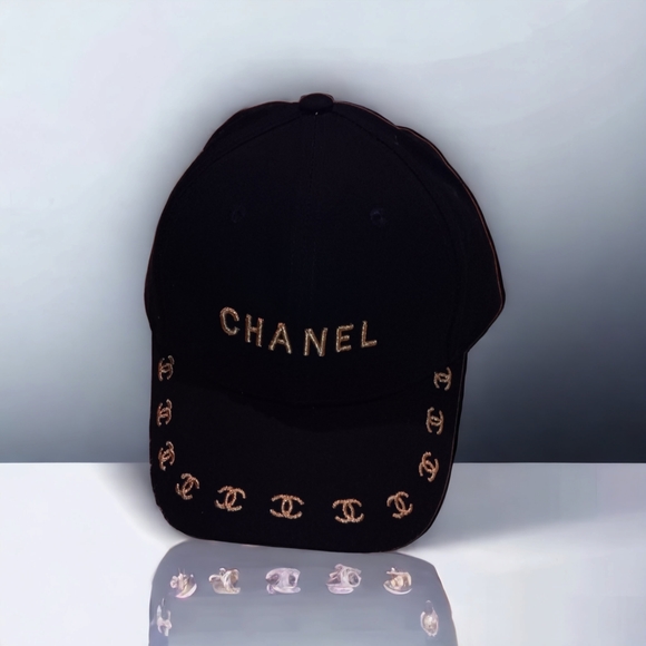 Women's Designer Navy With Gold Embroidery Baseball Cap - Picture 4 of 5